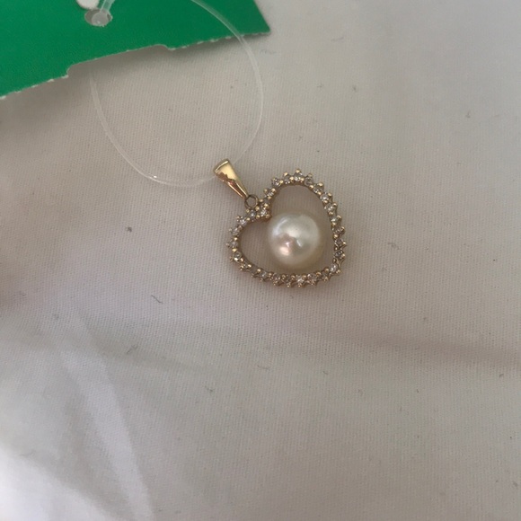 14k gold pendant with diamonds and pearl - Picture 3 of 5